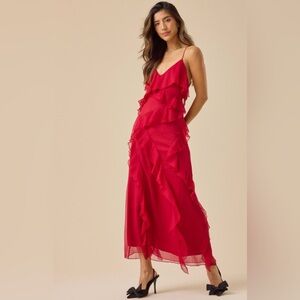 Altar'd State Vibrant Red Maxi Dress